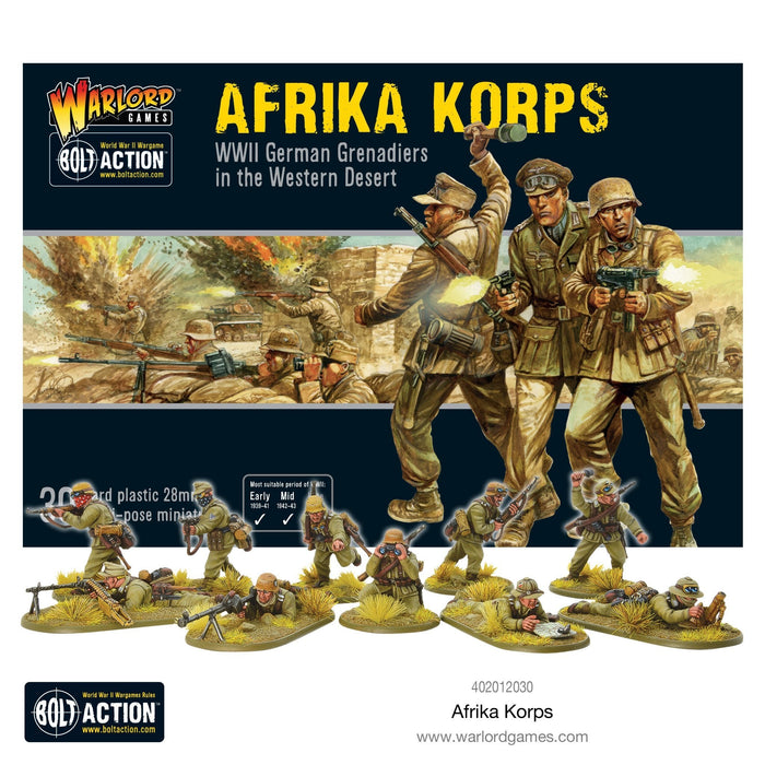 28mm Bolt Action | Afrika Korps | WWII German Grenadiers in the Western Desert (30) (Plastic)-Miniatures-LITKO Game Accessories