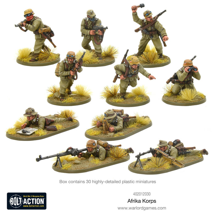 28mm Bolt Action | Afrika Korps | WWII German Grenadiers in the Western Desert (30) (Plastic)-Miniatures-LITKO Game Accessories