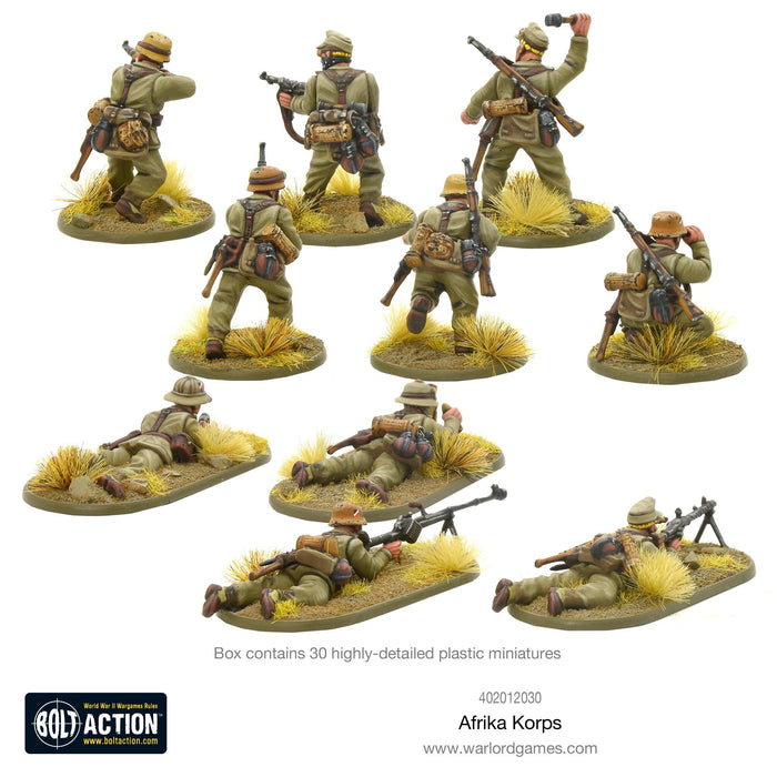 28mm Bolt Action | Afrika Korps | WWII German Grenadiers in the Western Desert (30) (Plastic)-Miniatures-LITKO Game Accessories