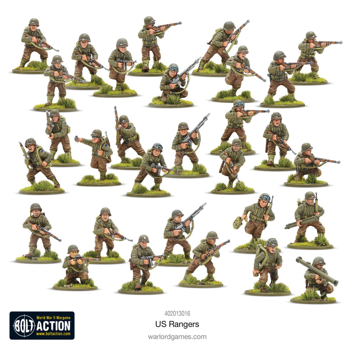 28mm Bolt Action | WWII US Rangers Elite Light Infantry (30) (Plastic)-Miniatures-LITKO Game Accessories