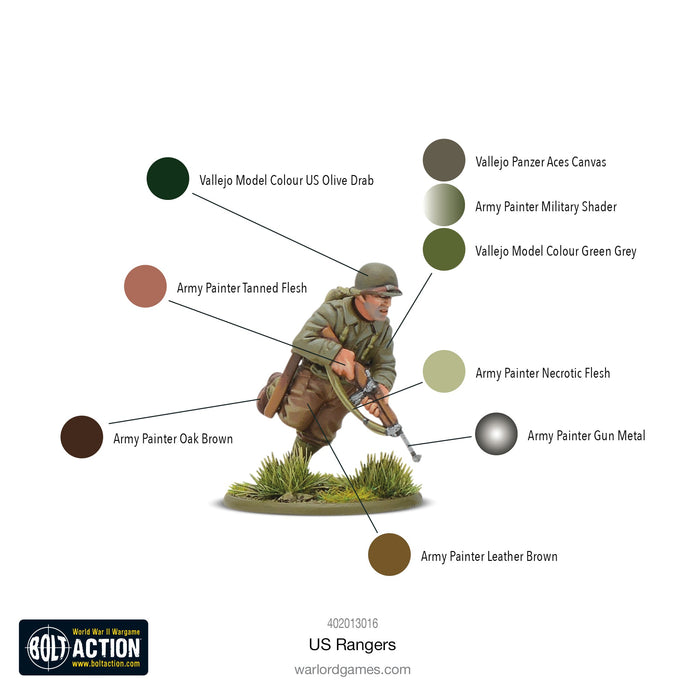 28mm Bolt Action | WWII US Rangers Elite Light Infantry (30) (Plastic)-Miniatures-LITKO Game Accessories