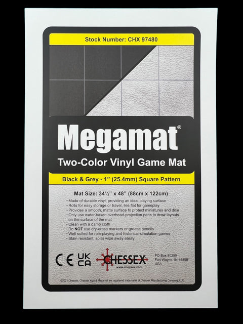Chessex Megamat® 1" Reversible Black-Grey Squares (34½" x 48" Playing Surface)-Playing Mats and Mat Pens-LITKO Game Accessories