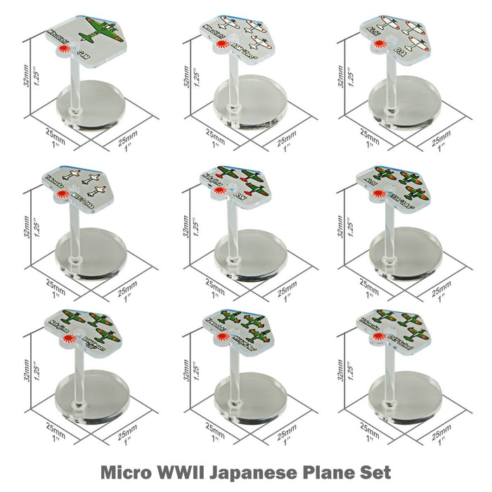 LITKO Premium Printed WWII Micro Air Stands, Japanese Pacific Aircraft Set (9)-General Gaming Accessory-LITKO Game Accessories