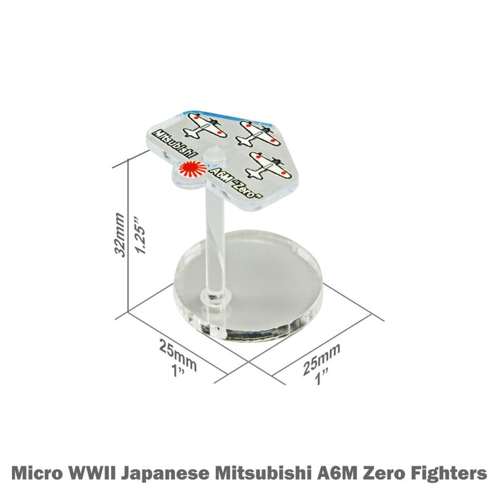 LITKO Premium Printed WWII Micro Air Stands, Japanese Mitsubishi A6M "Zero" Fighters (3) - LITKO Game Accessories