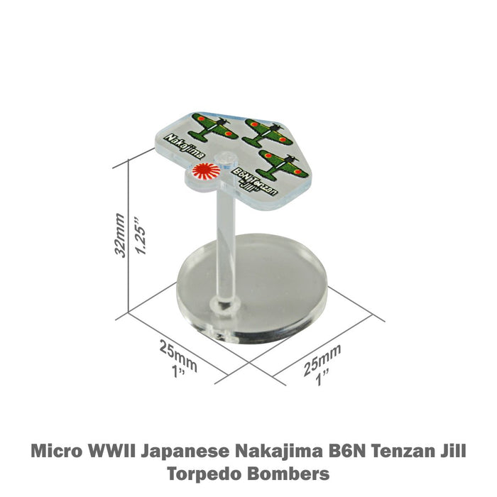 LITKO Premium Printed WWII Micro Air Stands, Japanese Nakajima B6N Tenzan "Jill" Torpedo Bombers (3)-General Gaming Accessory-LITKO Game Accessories