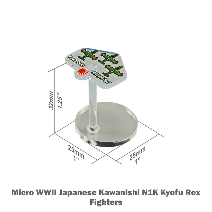 LITKO Premium Printed WWII Micro Air Stands, Japanese Kawanishi N1K Kyofu "Rex" Fighters (3) - LITKO Game Accessories