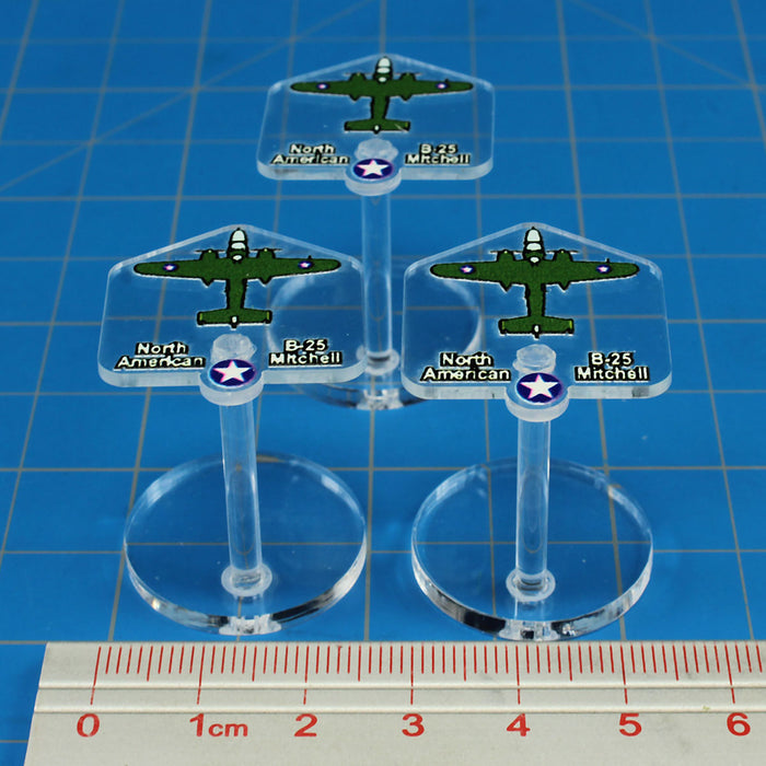 LITKO Premium Printed WWII Micro Air Stands United States, B-25 Mitchell Bomber (3)-General Gaming Accessory-LITKO Game Accessories