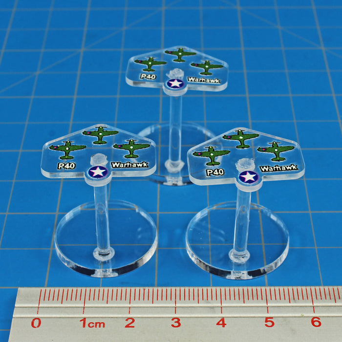 LITKO Premium Printed WWII Micro Air Stands United States, P-40 Warhawk Fighters (3)-General Gaming Accessory-LITKO Game Accessories