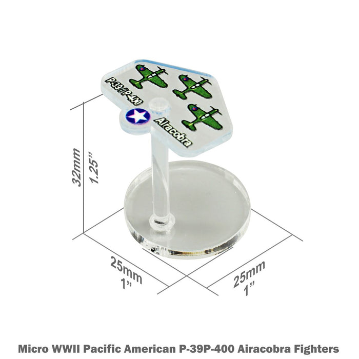 LITKO WWII Micro Air Stands United States, P-39/P-400 Airacobra Fighters (3)-General Gaming Accessory-LITKO Game Accessories