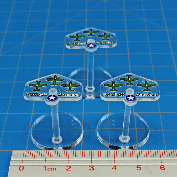 LITKO WWII Micro Air Stands United States, P-39/P-400 Airacobra Fighters (3)-General Gaming Accessory-LITKO Game Accessories