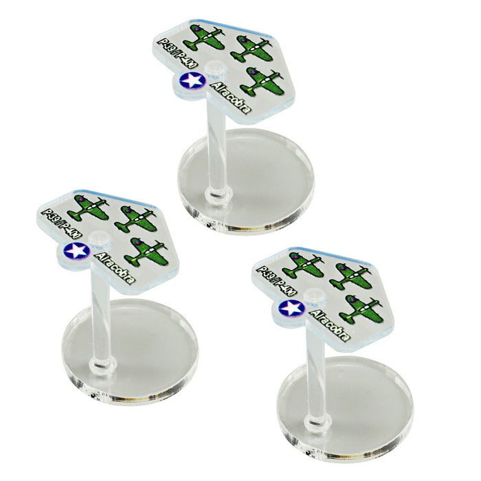 LITKO WWII Micro Air Stands United States, P-39/P-400 Airacobra Fighters (3)-General Gaming Accessory-LITKO Game Accessories