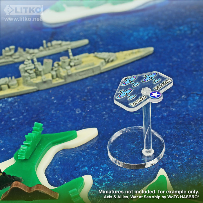 LITKO Premium Printed WWII Micro Air Stands United States, Brewster F2A Buffalo Fighters (3)-General Gaming Accessory-LITKO Game Accessories