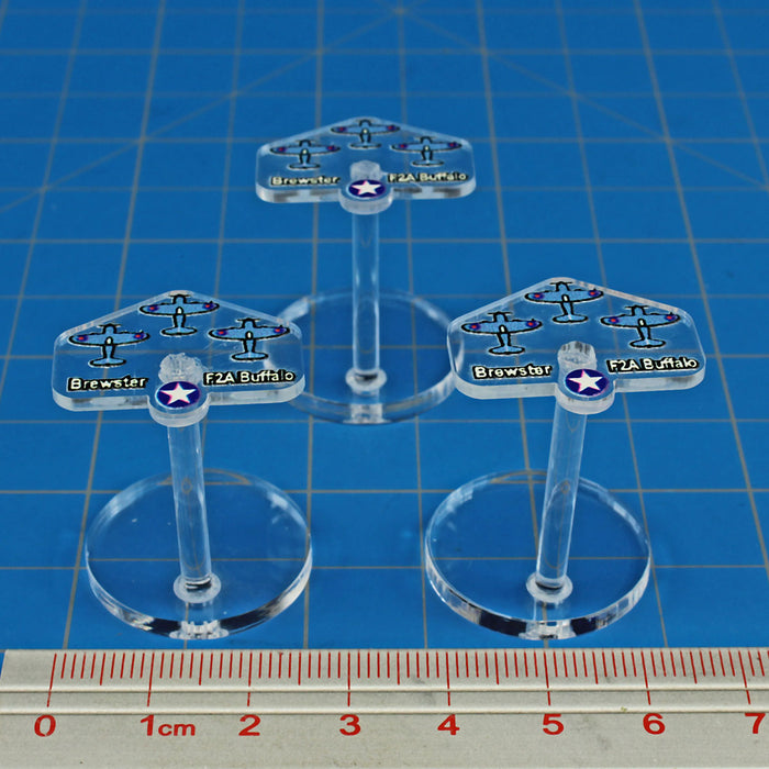 LITKO Premium Printed WWII Micro Air Stands United States, Brewster F2A Buffalo Fighters (3) - LITKO Game Accessories