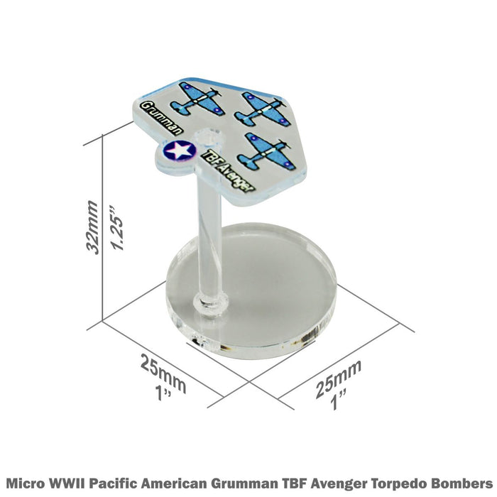 LITKO Premium Printed WWII Micro Air Stands United States, Grumman TBF Avenger Torpedo Bombers (3)-General Gaming Accessory-LITKO Game Accessories