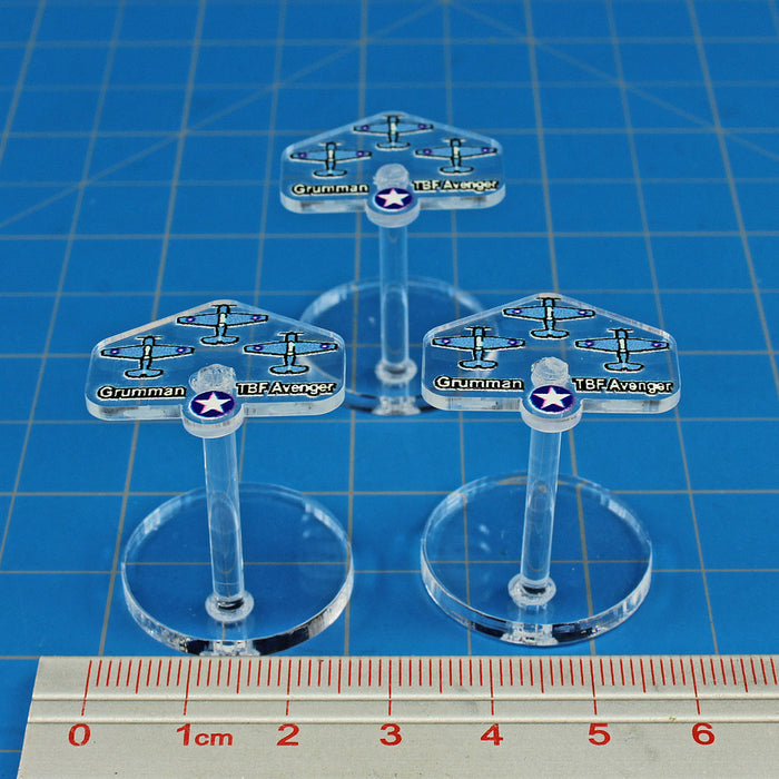 LITKO Premium Printed WWII Micro Air Stands United States, Grumman TBF Avenger Torpedo Bombers (3)-General Gaming Accessory-LITKO Game Accessories