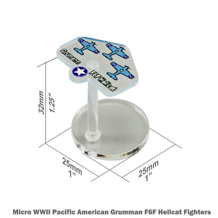 LITKO Premium Printed WWII Micro Air Stands United States, Grumman F6F Hellcat Fighters (3) - LITKO Game Accessories