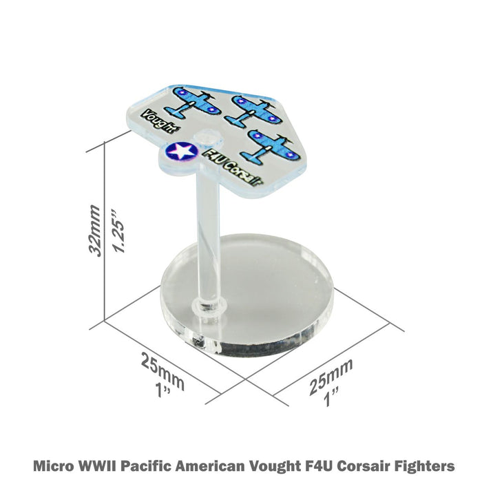 LITKO Premium Printed WWII Micro Air Stands United States, Vought F4U Corsair Fighters (3)-General Gaming Accessory-LITKO Game Accessories