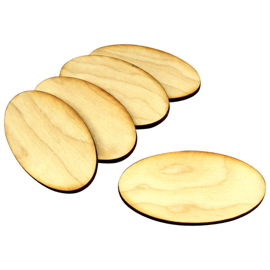 Miniature Bases, Oval, 25x50mm, 3mm Plywood (25) — LITKO Game