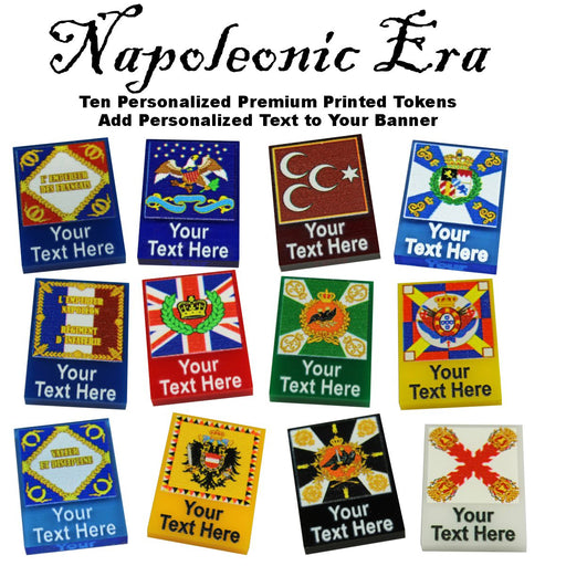 LITKO Premium Printed Personalized Napoleonic Era National Army Standards Tokens (10)-Custom Tokens-LITKO Game Accessories