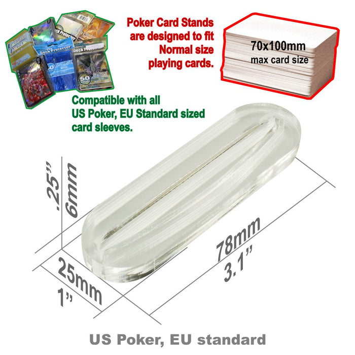 LITKO Card Stand, US Poker Standard/Euro-Size Cards, 6mm Clear (3)-General Gaming Accessory-LITKO Game Accessories