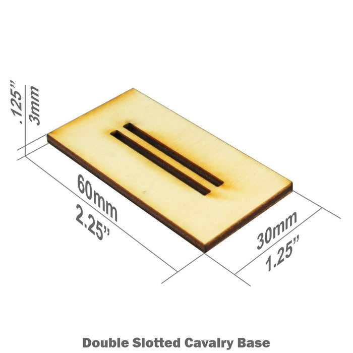 LITKO 30x60mm Double-Slotted Rectangular Cavalry Bases Compatible with Warhammer: The Old World, 3mm Plywood (25)-Specialty Base Sets-LITKO Game Accessories