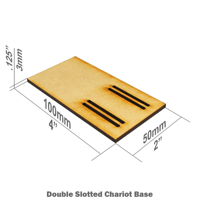 LITKO 50x100mm Double-Slotted Rectangular Chariot Bases Compatible with Warhammer: The Old World, 3mm MDF (3) - LITKO Game Accessories