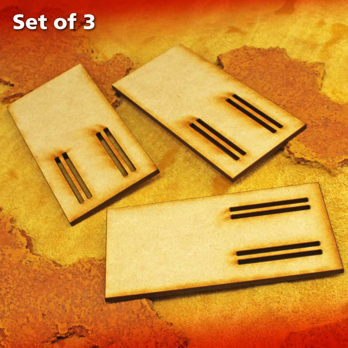 LITKO 50x100mm Double-Slotted Rectangular Chariot Bases Compatible with Warhammer: The Old World, 3mm MDF (3)-Specialty Base Sets-LITKO Game Accessories