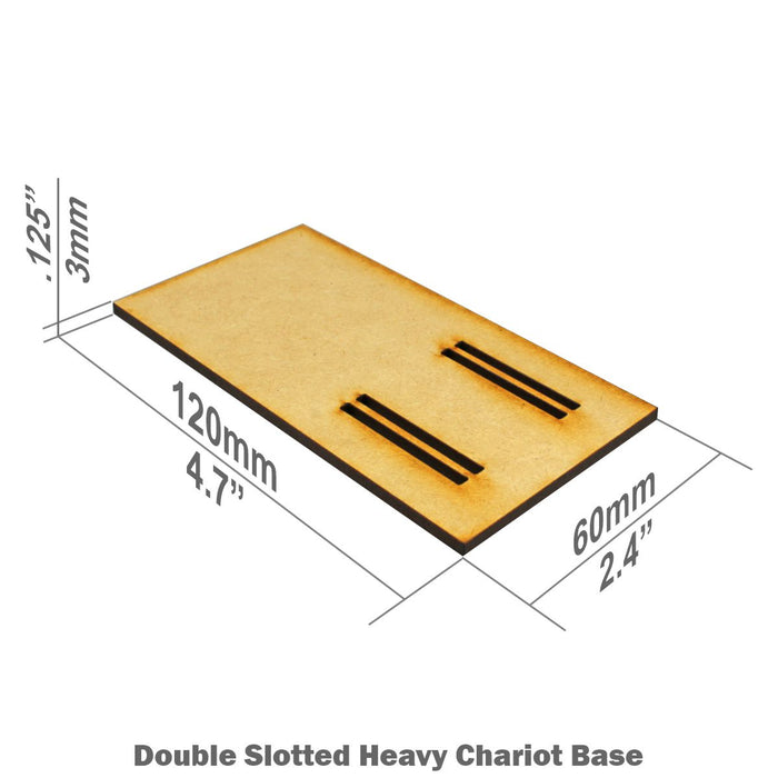 LITKO 60x120mm Double-Slotted Rectangular Chariot Miniature Bases Compatible with Warhammer: The Old World, 3mm MDF (3)-Specialty Base Sets-LITKO Game Accessories