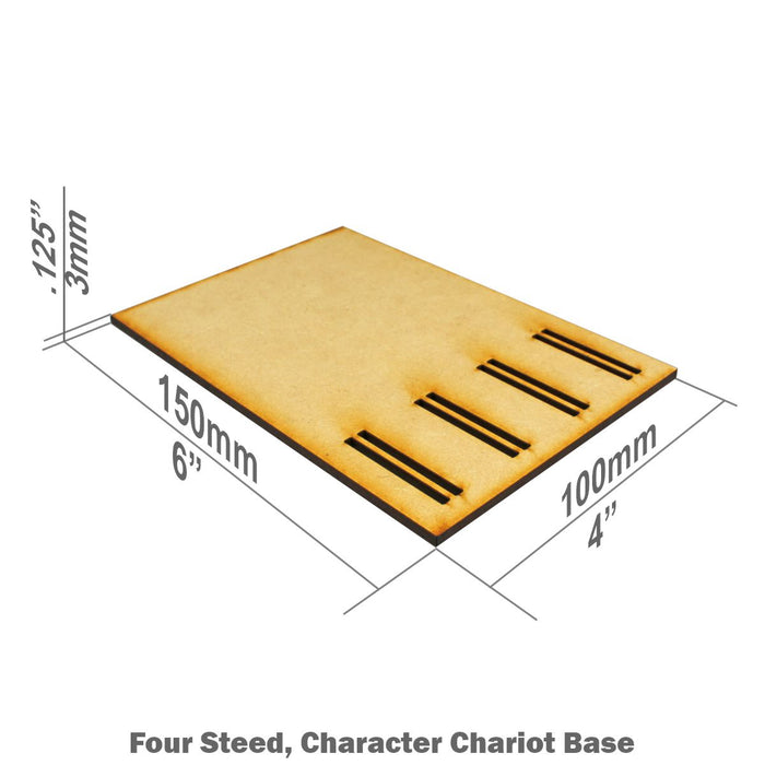 LITKO 100x150mm Four Double-Slotted Rectangular Chariot Bases Compatible with Warhammer: The Old World, 3mm MDF-Specialty Base Sets-LITKO Game Accessories