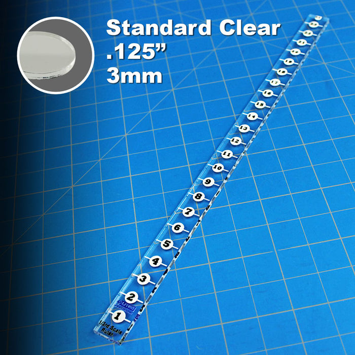 LITKO Premium Printed Double Sided 1/3rd Scale Inch Rulers, 3mm-Movement Gauges-LITKO Game Accessories