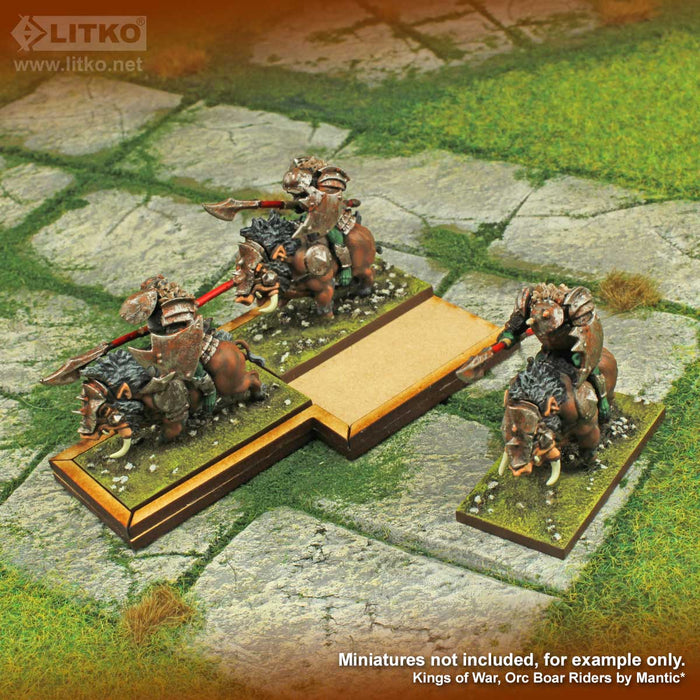 LITKO Lance Formation Movement Tray Compatible with Warhammer: The Old World, 3 Cavalry 25x50mm Bases - LITKO Game Accessories