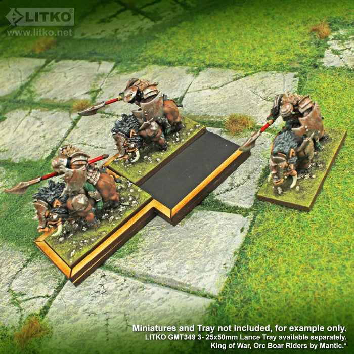 LITKO Lance Formation Tray Heavy Duty Insert Compatible with Warhammer: The Old World, 3 Cavalry 25x50mm Bases - LITKO Game Accessories