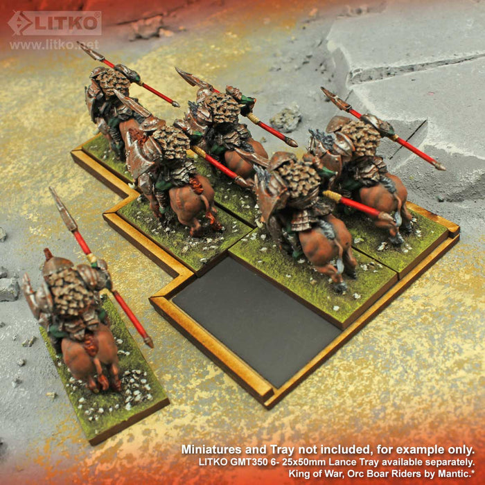 LITKO Lance Formation Tray Flex-Steel Insert Compatible with Warhammer: The Old World, 6 Cavalry 25x50mm Bases - LITKO Game Accessories