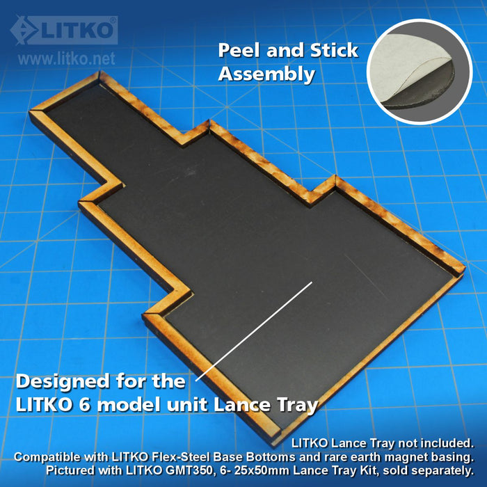 LITKO Lance Formation Tray Heavy Duty Insert Compatible with Warhammer: The Old World, 6 Cavalry 25x50mm Bases-Movement Trays-LITKO Game Accessories