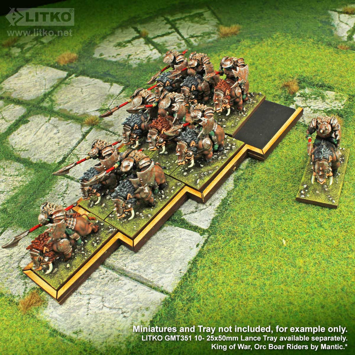 LITKO Lance Formation Tray Heavy Duty Insert Compatible with Warhammer: The Old World, 10 Cavalry 25x50mm Bases - LITKO Game Accessories