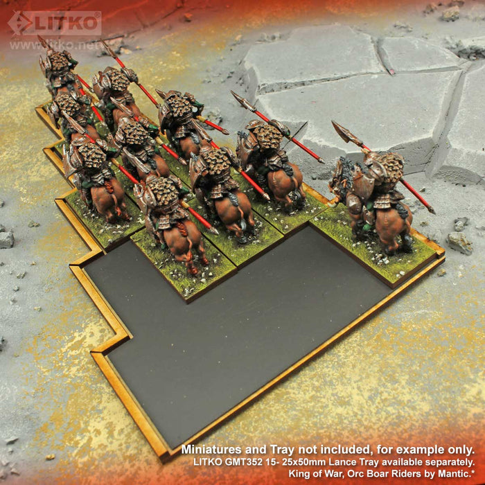 LITKO Lance Formation Tray Flex-Steel Insert Compatible with Warhammer: The Old World, 15 Cavalry 25x50mm Bases-Movement Trays-LITKO Game Accessories