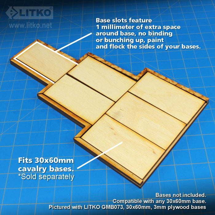 LITKO Lance Formation Movement Tray Compatible with Warhammer: The Old World, 6 Cavalry 30x60mm Bases-Movement Trays-LITKO Game Accessories
