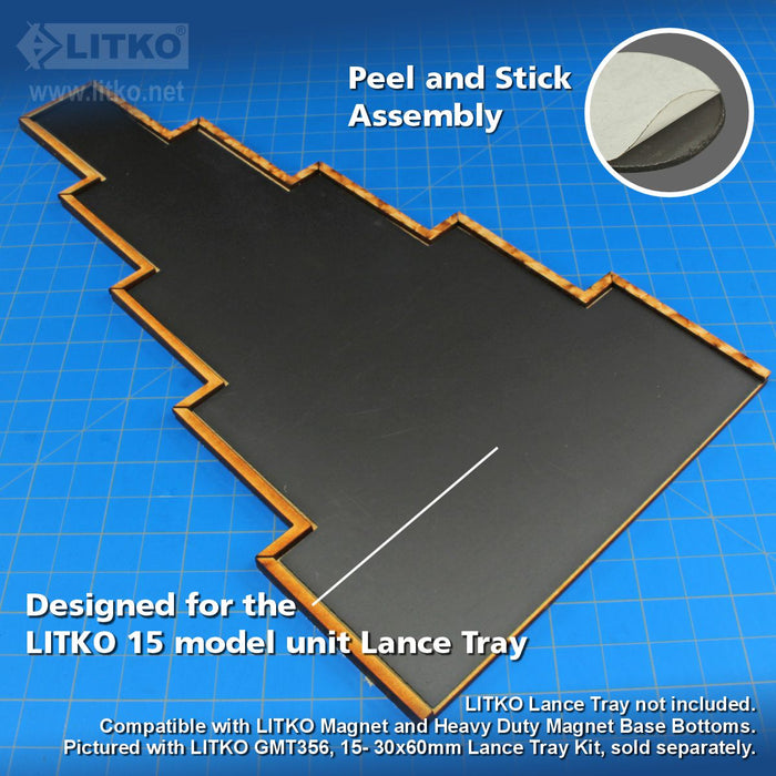 LITKO Lance Formation Tray Flex-Steel Insert Compatible with Warhammer: The Old World, 15 Cavalry 30x60mm Bases - LITKO Game Accessories