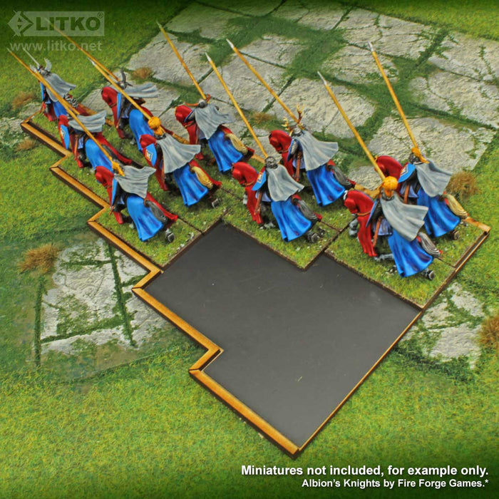 LITKO Lance Formation Tray Flex-Steel Insert Compatible with Warhammer: The Old World, 15 Cavalry 30x60mm Bases - LITKO Game Accessories