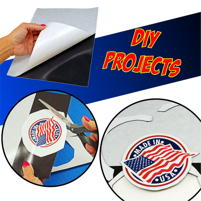 Step-by-step instructional collage showing how to trace a movement tray onto a flexible steel sheet, cut the custom shape with a hobby knife, peel the adhesive backing, and apply it to a tray for holding magnetized miniatures.