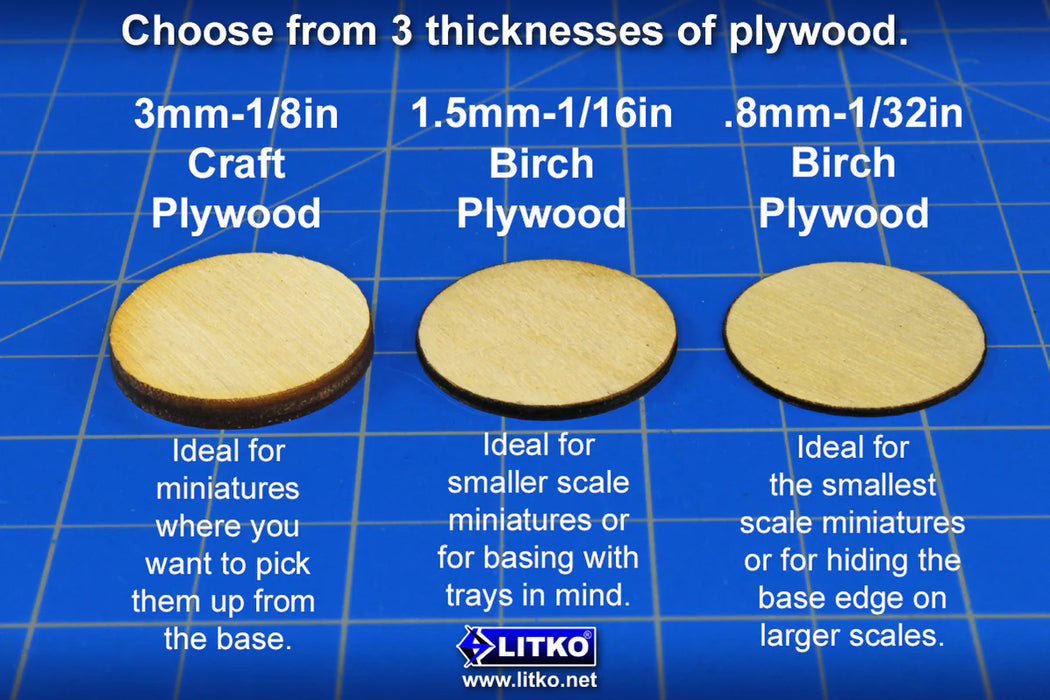 LITKO 28.5mm Circular Bases Compatible with Age of Sigmar & 40k (25) (NEW! Multiple Materials on One Page!)