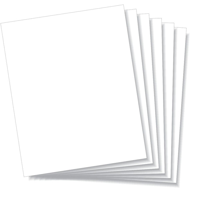 Product image displaying a fanned-out set of 6 white 8x10 inch styrene sheets for the 0.040-inch Plasticard Pack.