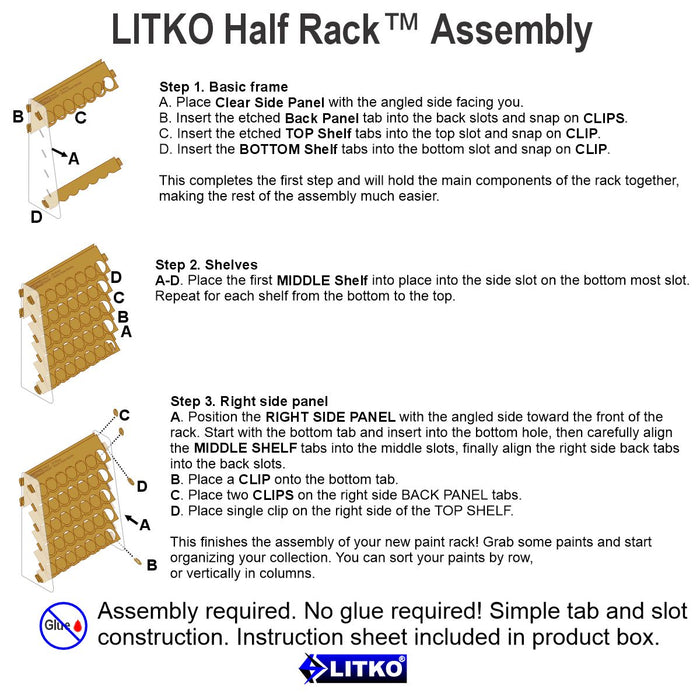 LITKO Hobby Paint Storage Rack Compatible with 34mm Round Bottle Paints - LITKO Game Accessories
