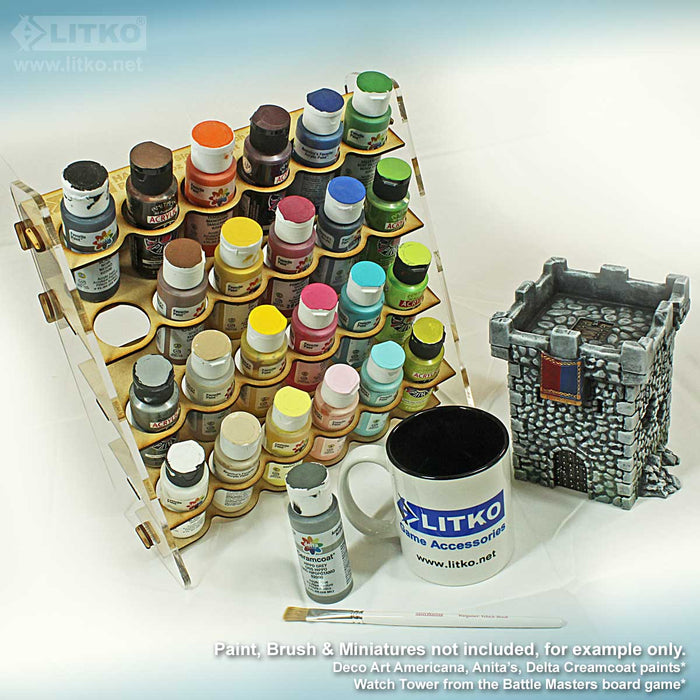 LITKO Hobby Paint Storage Rack Compatible with 1.5-inch Round 2oz Craft Paints - LITKO Game Accessories