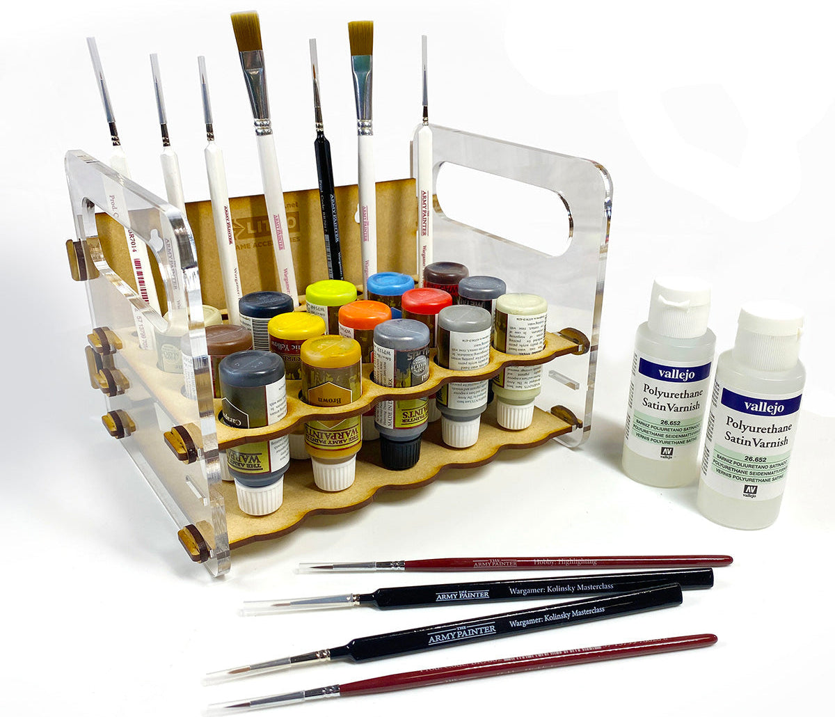 LITKO Mobile Paint Caddy Compatible with (15) 26mm Figure Paint Bottles (18) Medium-to-small Paint Brushes-Paint Rack-LITKO Game Accessories