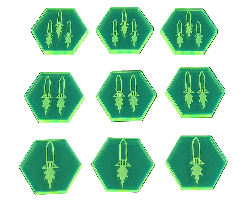LITKO Space Missile Tokens (9) (NEW! Multiple Colors on One Listing!)