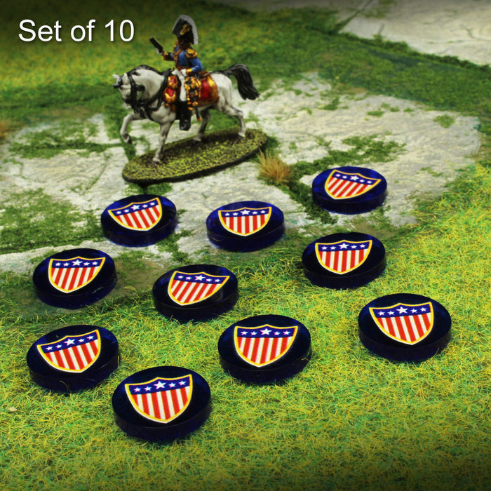LITKO Premium Printed Napoleonic Era Tokens, American Shield (10) - LITKO Game Accessories