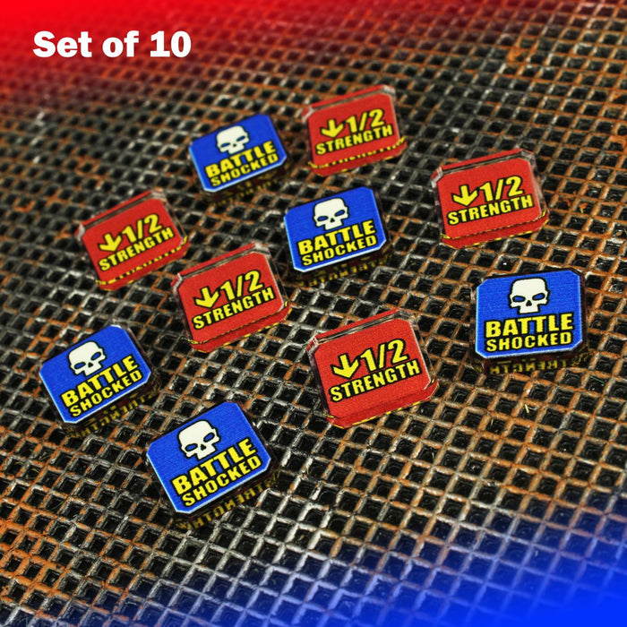 LITKO Premium Printed Below Half Strength/Battle Shocked Double-Sided Tokens Compatible with WH40K 10th edition(10)-LITKO Game Accessories