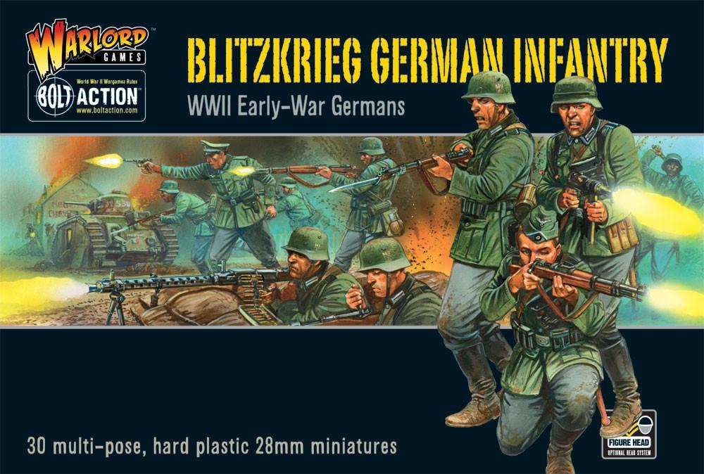 28mm Bolt Action | Blitzkrieg German Infantry | WWII Early-War Germans (30) (Plastic)-Miniatures-LITKO Game Accessories