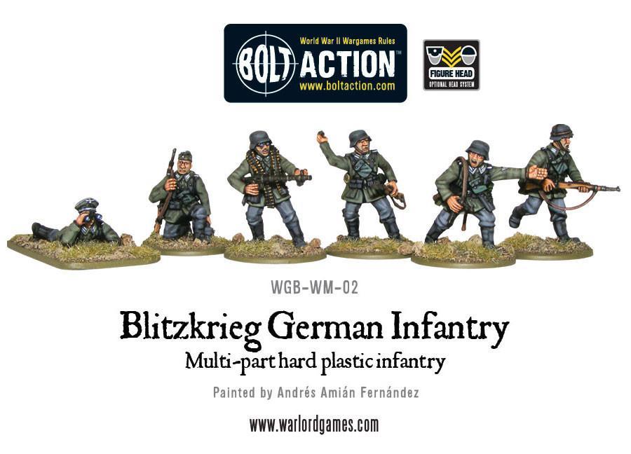 28mm Bolt Action | Blitzkrieg German Infantry | WWII Early-War Germans (30) (Plastic)-Miniatures-LITKO Game Accessories